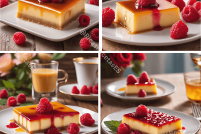 Flan decorado con fresas